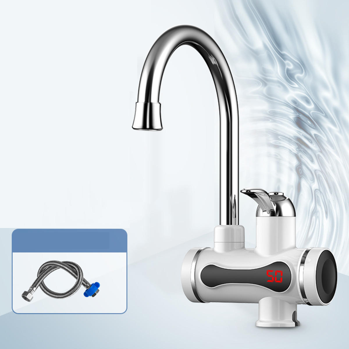 220V Tankless Electric Kitchen Water Heater Tap Instant Hot Faucet Cold Heating