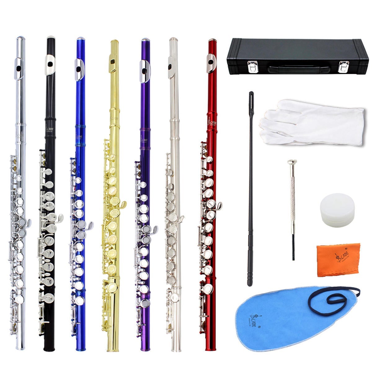 16 Holes C Key Flute Copper with Cloth Screwdriver Gloves Bag