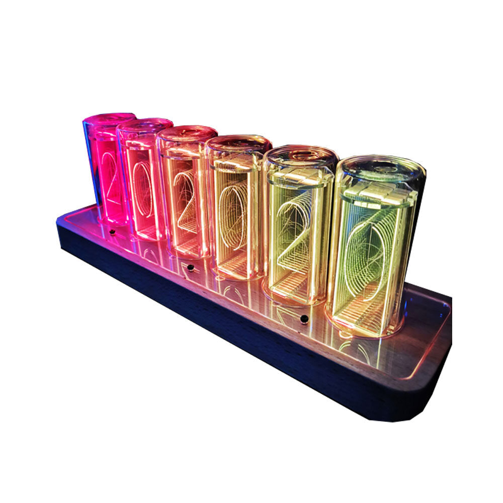 Time Tube Glow Tube Quasi-glow Tube Clock LED Digital Solid Wood Chinese Night Light Bar Atmosphere Light Brightness Adjustable