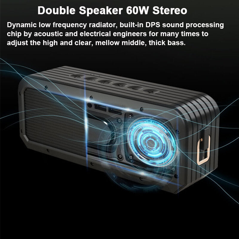 Portable Bluetooth 5.0 Speaker High Power Bass Subwoofer 60W Waterproof Outdoor Speakers Boombox AUX TF Hi-Fi Loudspeaker Music Box