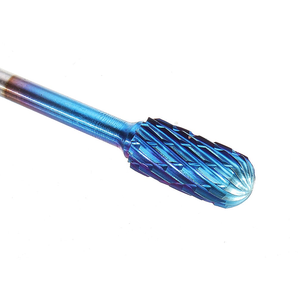 10Pcs 3mm Shank Blue Nano Tungsten Carbide Burrs 6mm Head Rotary File Set