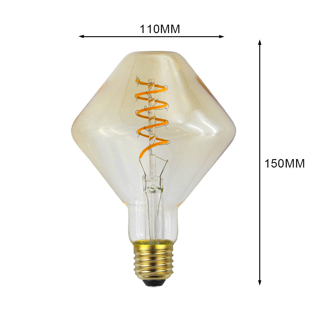E27 2700K 4W Dimmable LED Incandescent Light Bulb Spinning Top Shape Edison Bulb Filament Lamp Retro Decor