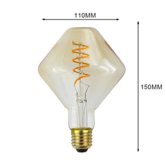 E27 2700K 4W Dimmable LED Incandescent Light Bulb Spinning Top Shape Edison Bulb Filament Lamp Retro Decor