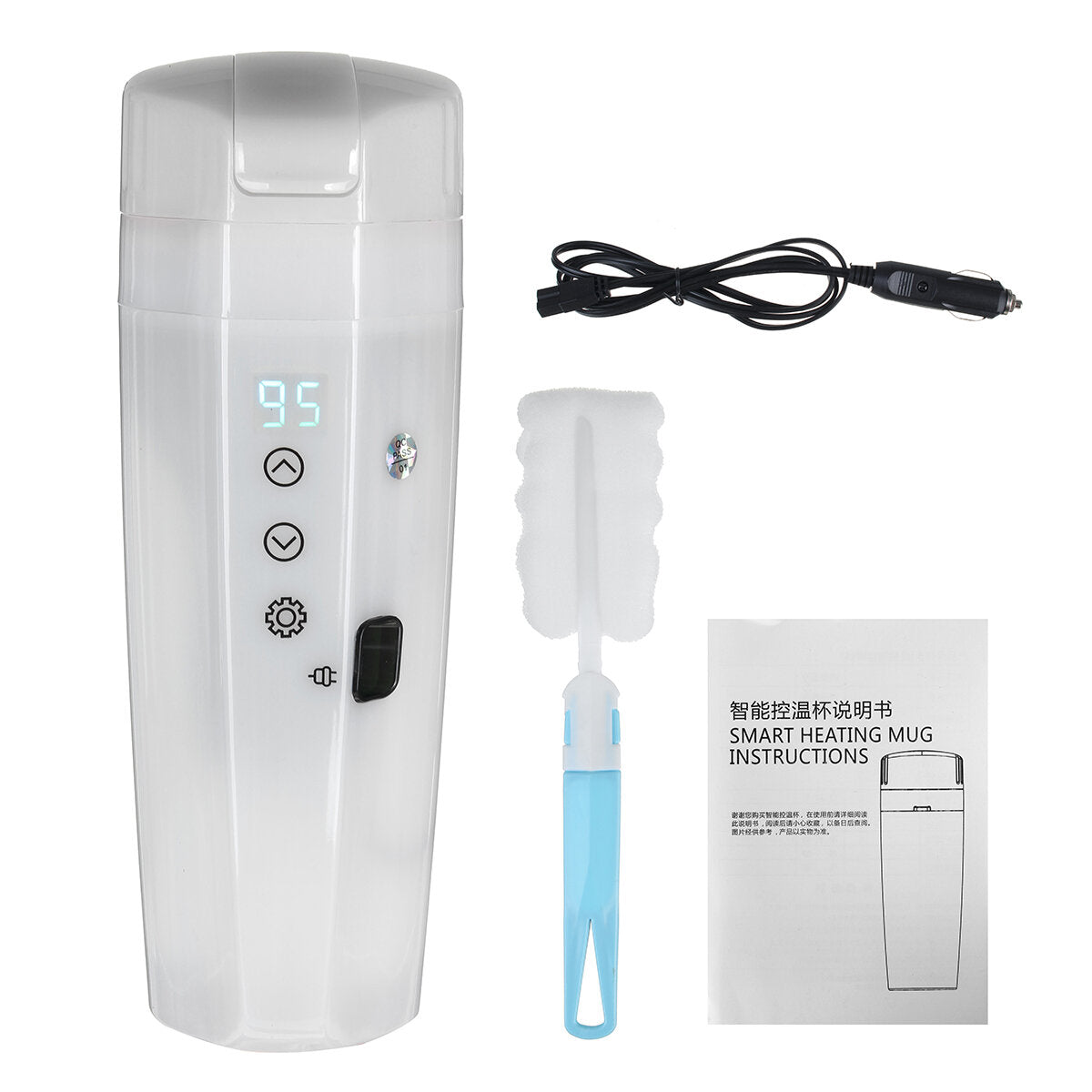 Electric Heating Water Cup Stainless Steel Travel Car LCD Display Coffee 400ML