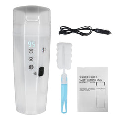 Electric Heating Water Cup Stainless Steel Travel Car LCD Display Coffee 400ML