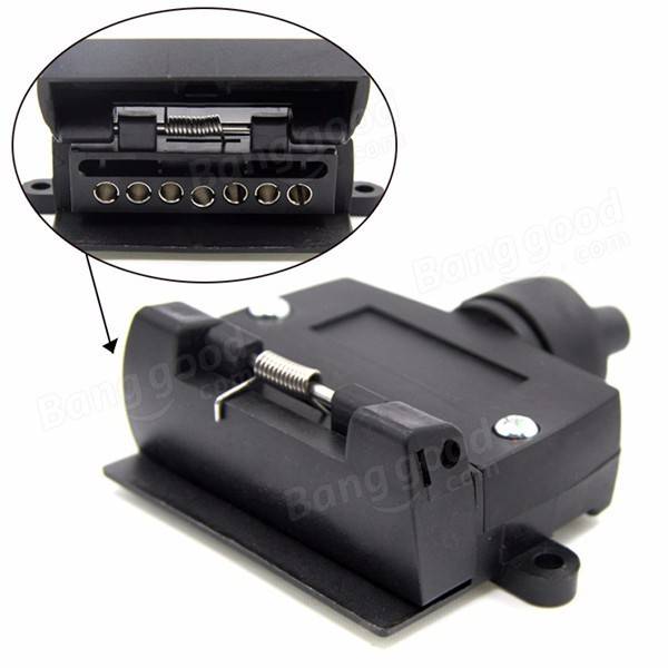 7 Pins Flat Trailer Socket Light Connector 7 Ways Female Trailer Adapter Caravan RV Boat Truck 12V