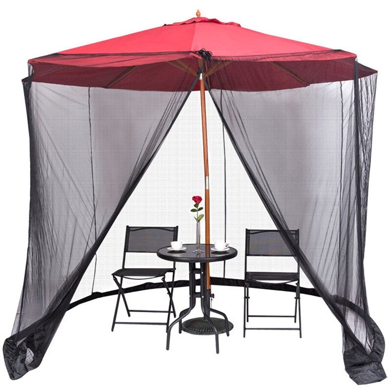 Parasol Mosquito Net Cover Outdoor Garden Umbrella Table Screen Bug Netting