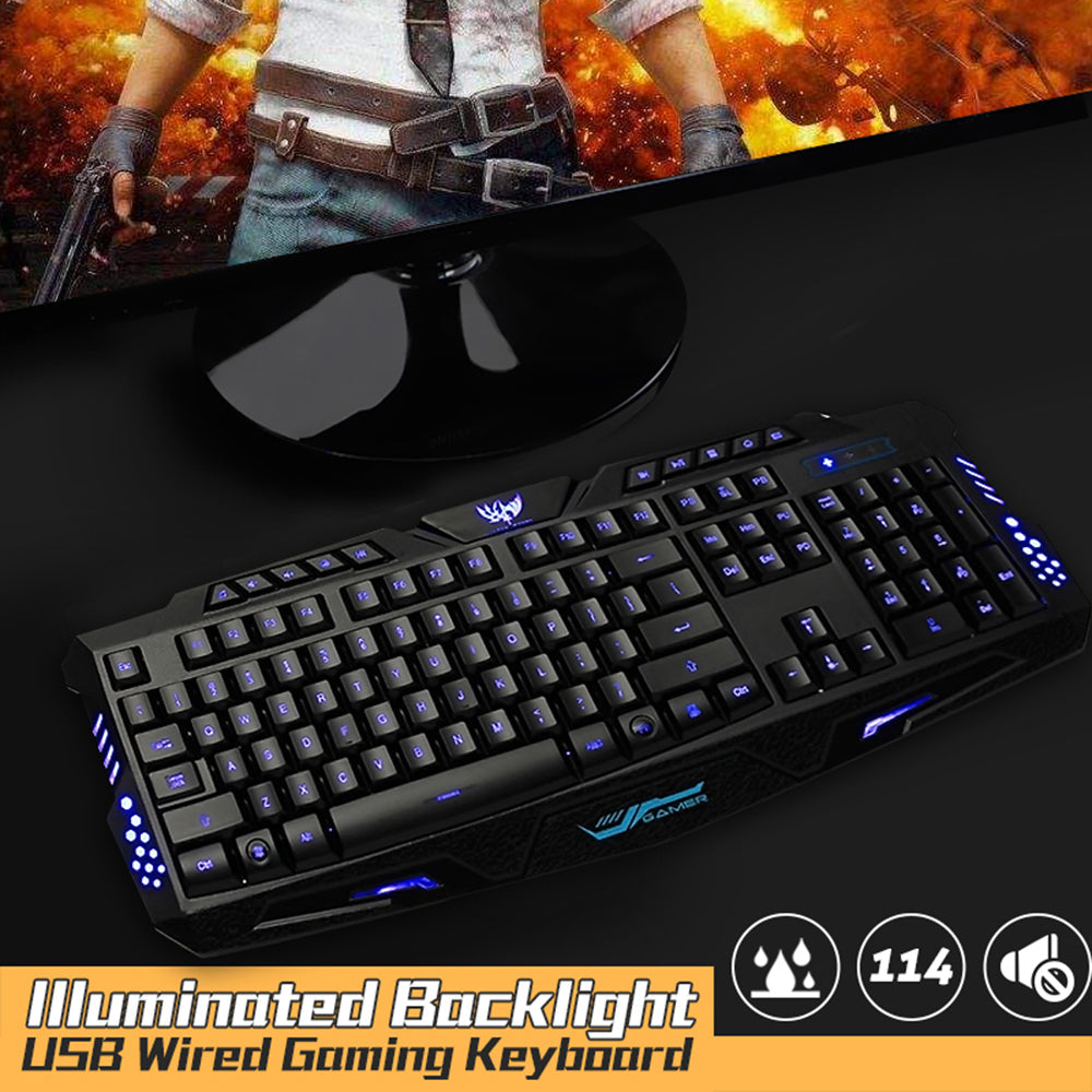USB 3 Colors LED Backlit Wired Gaming Keyboard