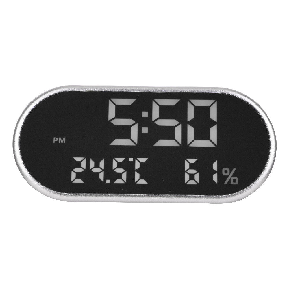 Digital USB Alarm Clock Portable Mirror HD LED Clock with Time Humidity Temperature Display Function