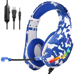 Game Headset 3.5mm+USB 40mm Drive Wired Stereo RGB Gaming Headphone with Mic LED Light for Computer PC Gamer