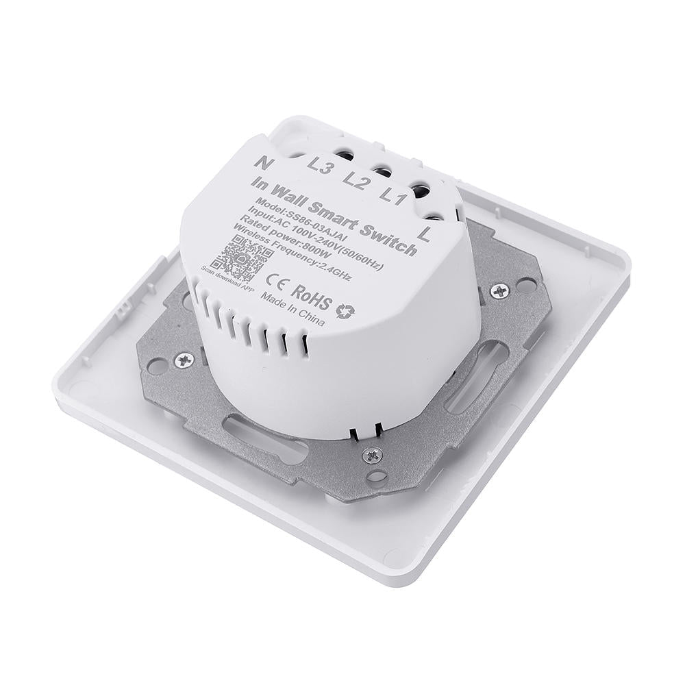 EU Standard 3 Gang Smart Push Button Switch Tuya Wireless Remote Control Work with Alexa Google Home