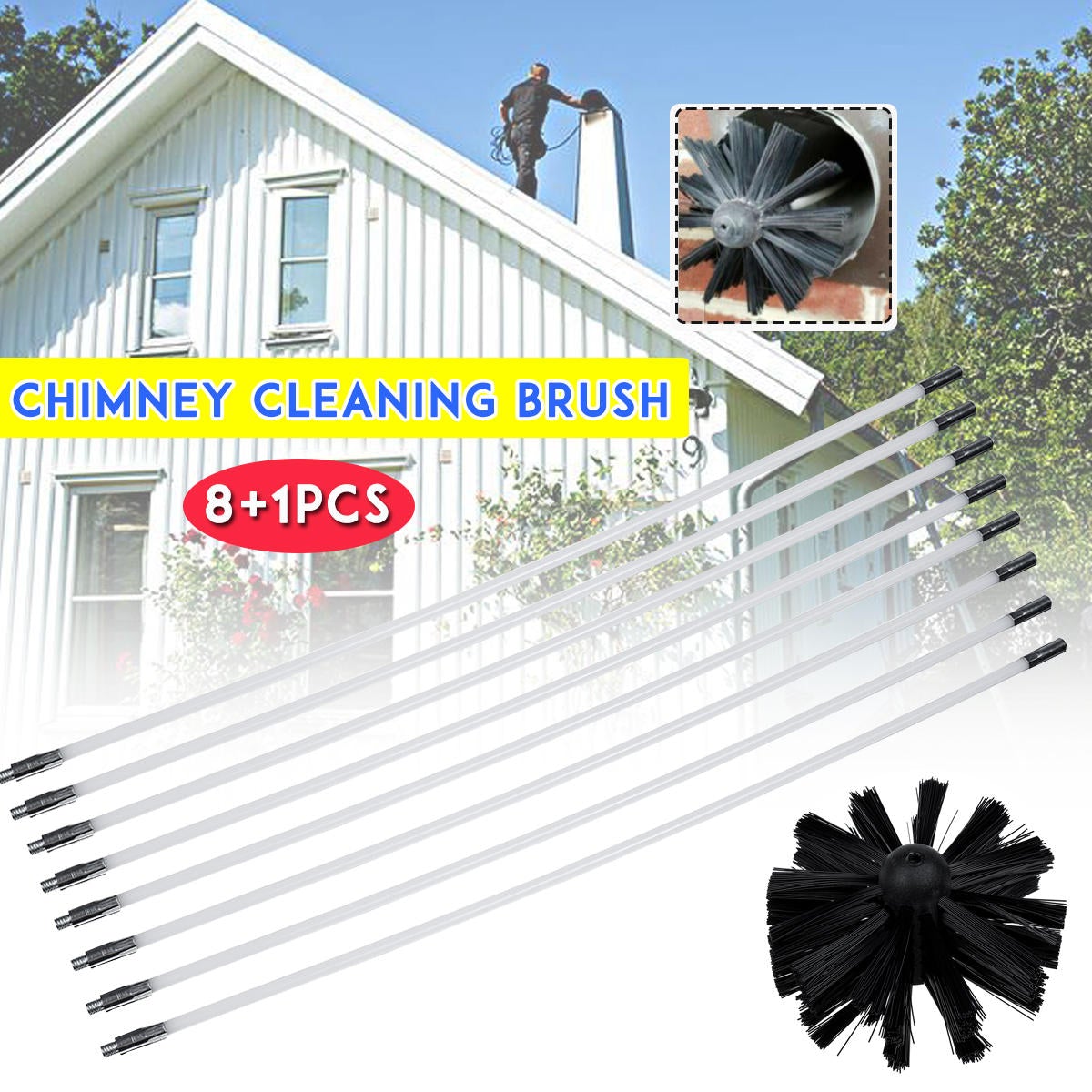 Chimney Cleaning Brush Set Chimney Pipe Inner Wall Cleaner Brush Bendable Flexible Cleaning Tools