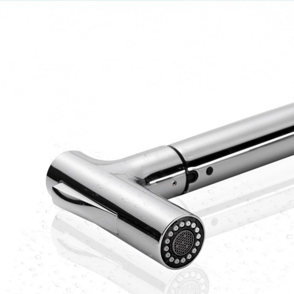 Pull Out Kitchen Faucet Chrome Single Handle Hole Tap Swivel 360 Degree Hot And Cold Water Mixer Crane