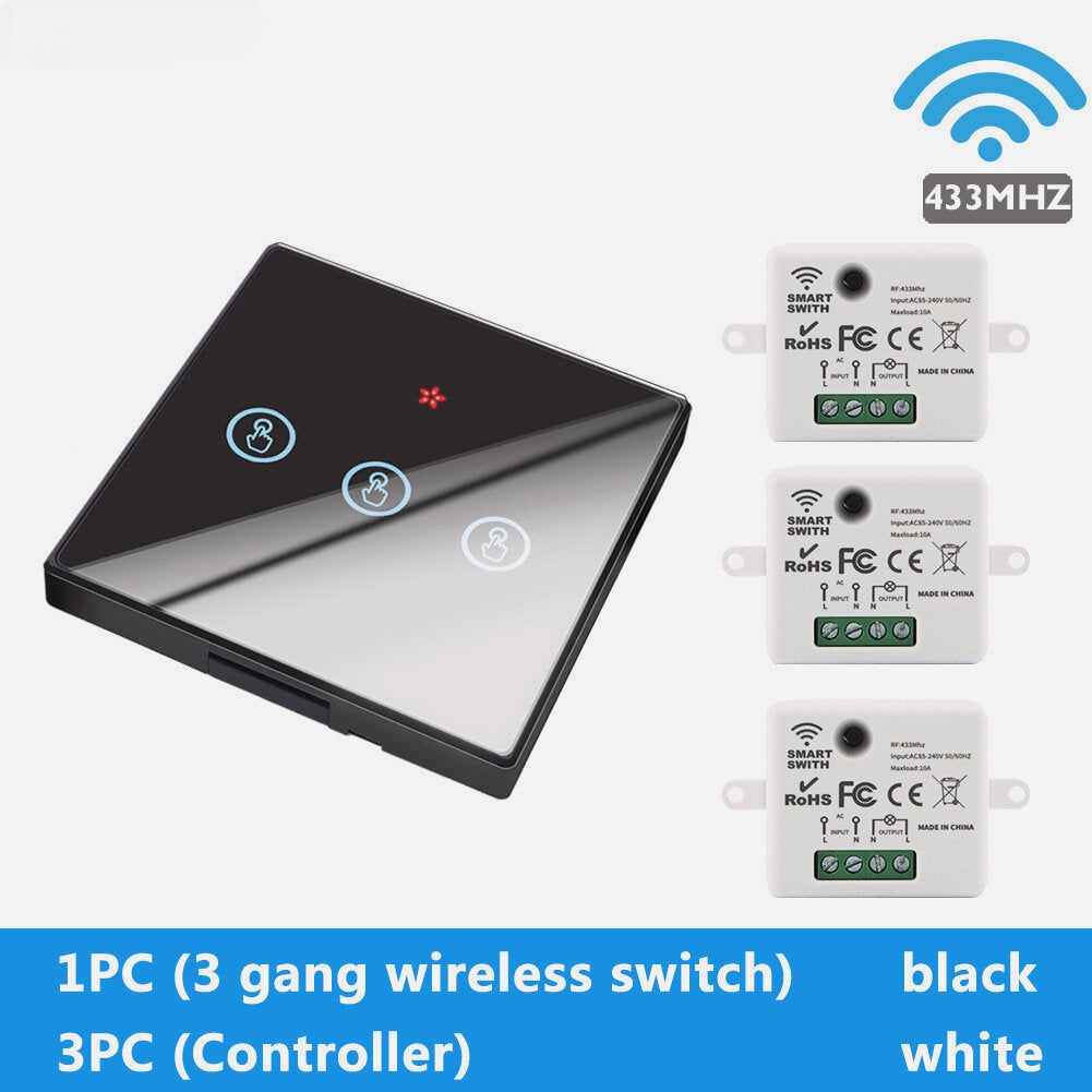 Touch Wireless Wall Switch EU Type 86 Smart Switch Wifi Controller Remote/Switch Control for Smart Home Compatible with Alexa Google Smart Home
