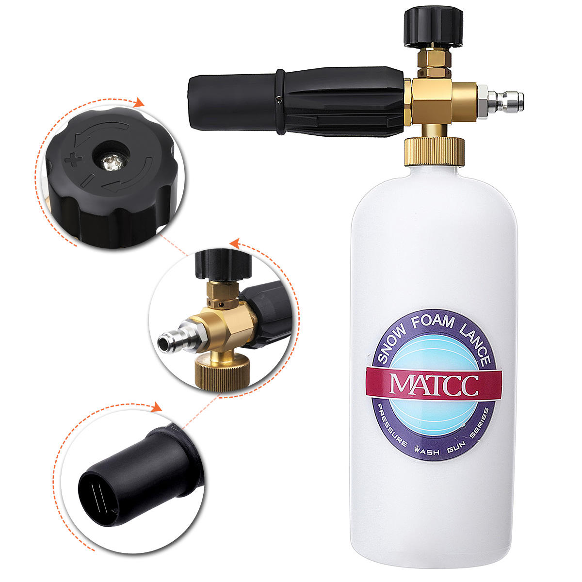 Foam Cannon II Foam Nozzle Pressure Washer Jet Wash with 1/4" Quick Connector Foam Blaaster 0.22 Gallon Bottle Improved Foam Lance