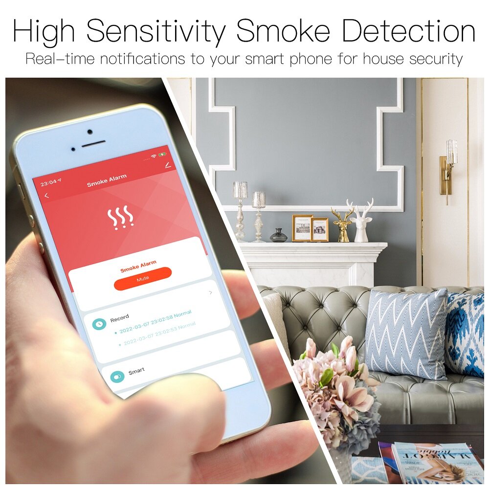 Smart Home Wireless Smoke Sensor App Remote Control Photoelectric Smoke Fire Detection Alarm