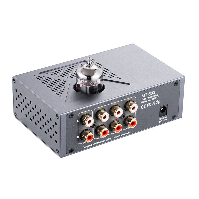12AU7 Tube Pre-amplifier with 4 AUX Audio Inputs 10HZ~40KHZ 100DB Aluminum Alloy Shell Amplifier
