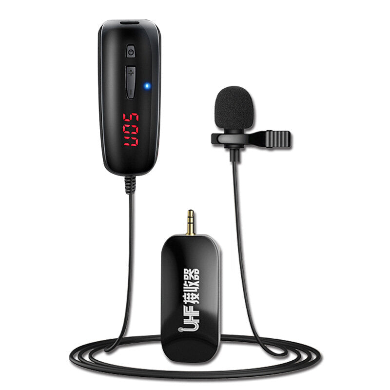 UHF Lavalier Lapel Wireless Microphone Recording Vlog for Youtube Live Interview Phone Pad PC Android Recorder DSLR