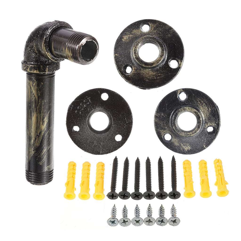 2Pcs Industrial Steel Pipe Shelf Bracket DIY Rustic Heavy Duty Decor Shelves