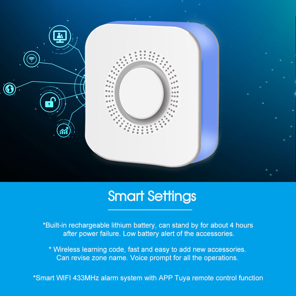 WiFi Wireless Smart Home Security Alarm System Home Remote Control Security Kit Works With Smart Life