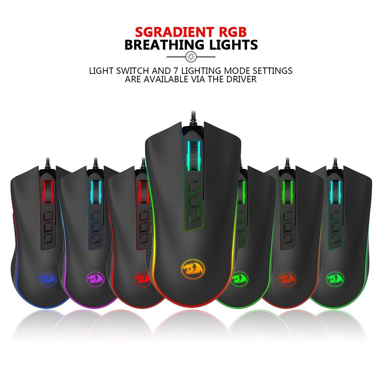 Gaming Mouse 16.8 Million RGB Color Backlit 10,000 DPI Adjustable Comfortable Grip 7 Programmable Buttons