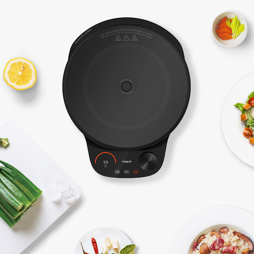 Smart Induction Cooker 2100W OLED Display 99 Gear Heat Weighing Cooker Kitchen Appliances Work With APP