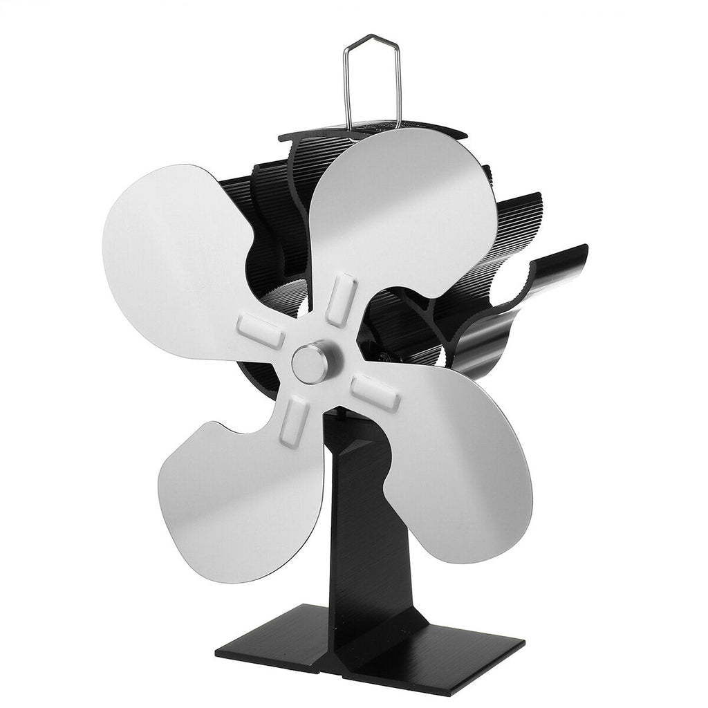 4 Blade Fireplace Fan Self-Powered Wood Stove Fan Burner Stove Fan for Home Travel