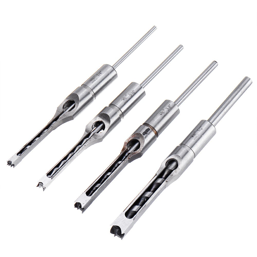 6.35/7.94/9.5/12.7mm Square Hole Drill Bit Mortising Chisel 1/4 to 1/2 Inch