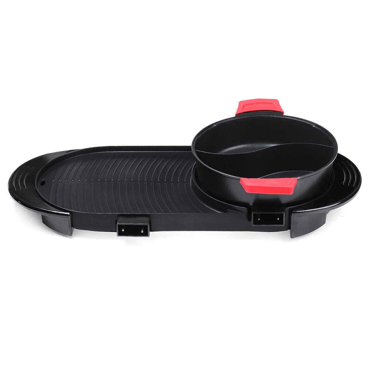 Electric Pan Hot Pot BBQ Frying Cook Grill 2 In 1 Kitchen Barbecue Machine Pot