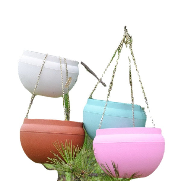 Plastic Hanging Planter Pot Home Yard Hanging Flowers Baskets With Chain
