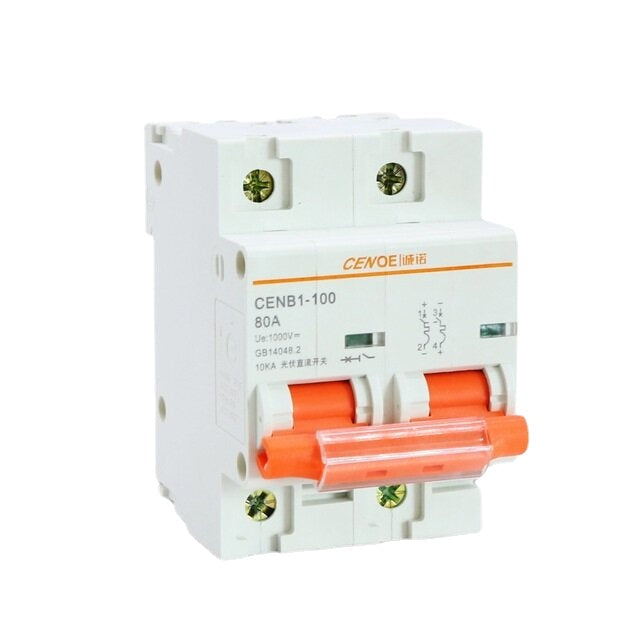 Circuit Breaker MCB Breakers with Short-circuit and Overload Protection,2P DC1000V 63A 80A 100A 125A DC