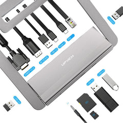Multifunctional 12-IN-1 Type-C Docking Station Converter With Macbook Cooling Holder