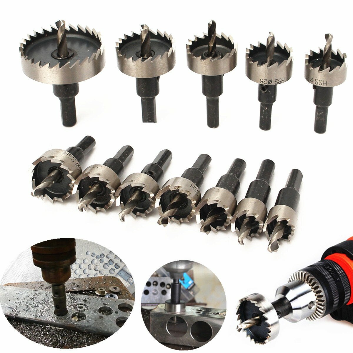 12pcs 15-50mm HSS Hole Saw Cutter Drill Bits Set