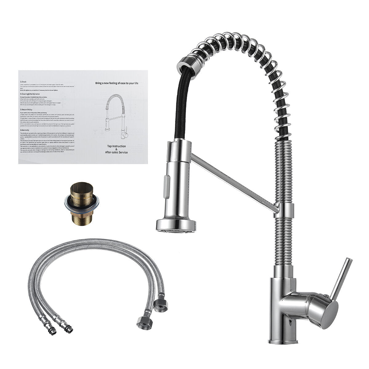 Kitchen Faucet Swivel Spout Single Handle Sink Pull Down Spray Mixer Tap