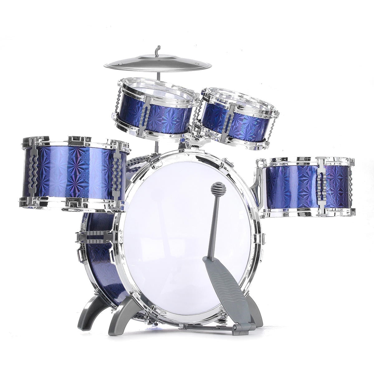 Kids Jazz Drum Set Kit Musical Educational Instrument 5 Drums 1Cymbal with Stool Drum Sticks Percussion Instrument