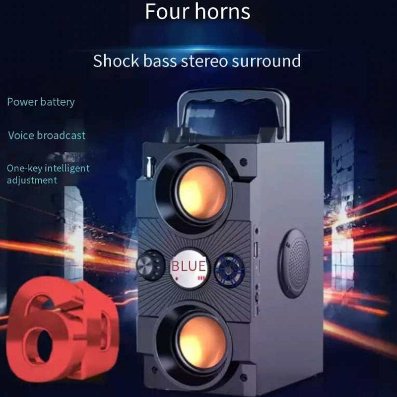40W Big Power Portable Bluetooth Speaker Outdoor Wireless Subwoofer Boombox Column Sound Music Center Support AUX TF FM Radio