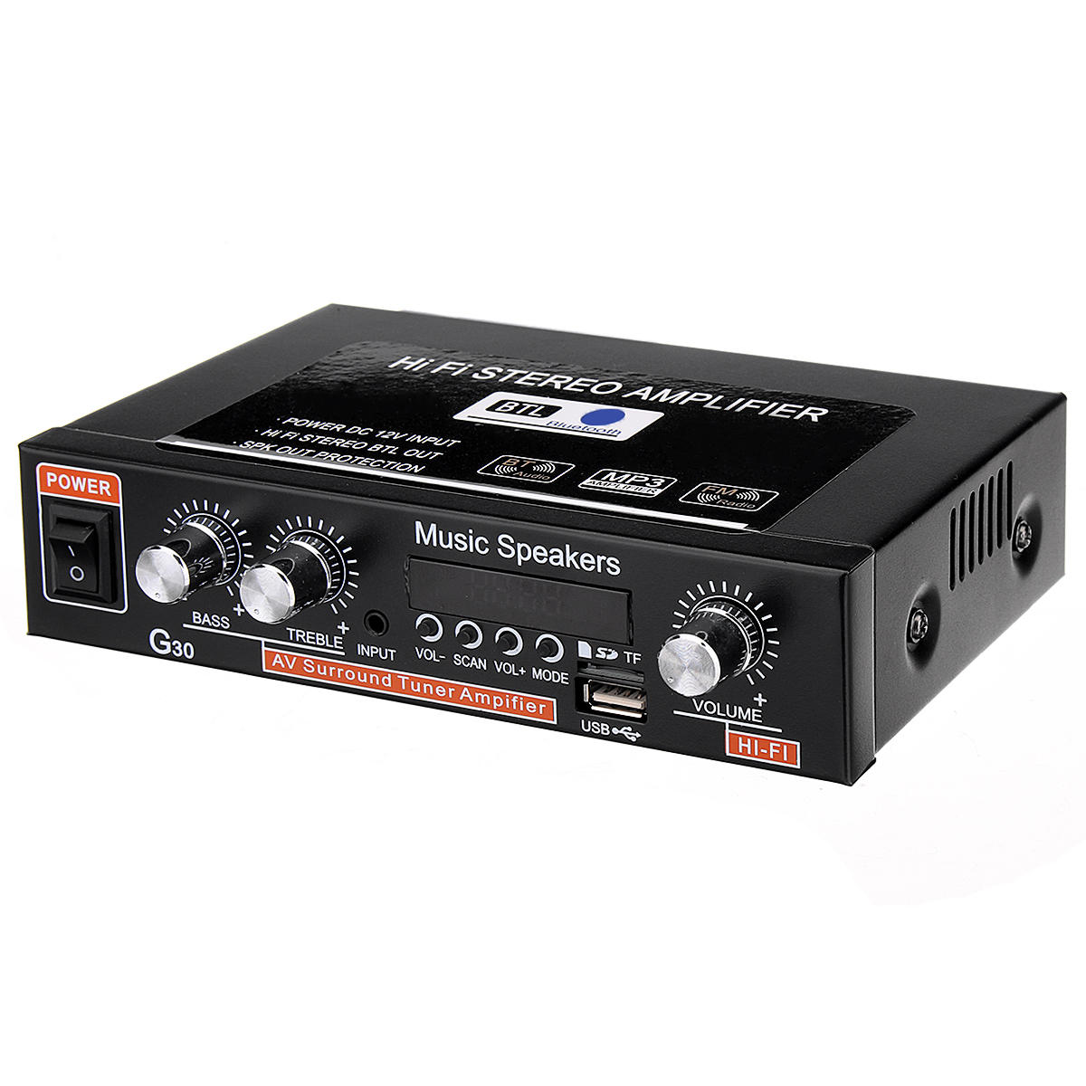 12V/220V 300W 2CH Hi-Fi Audio Stereo Power Mini Digital Amplifier Amp Bass Bluetooth Car Home