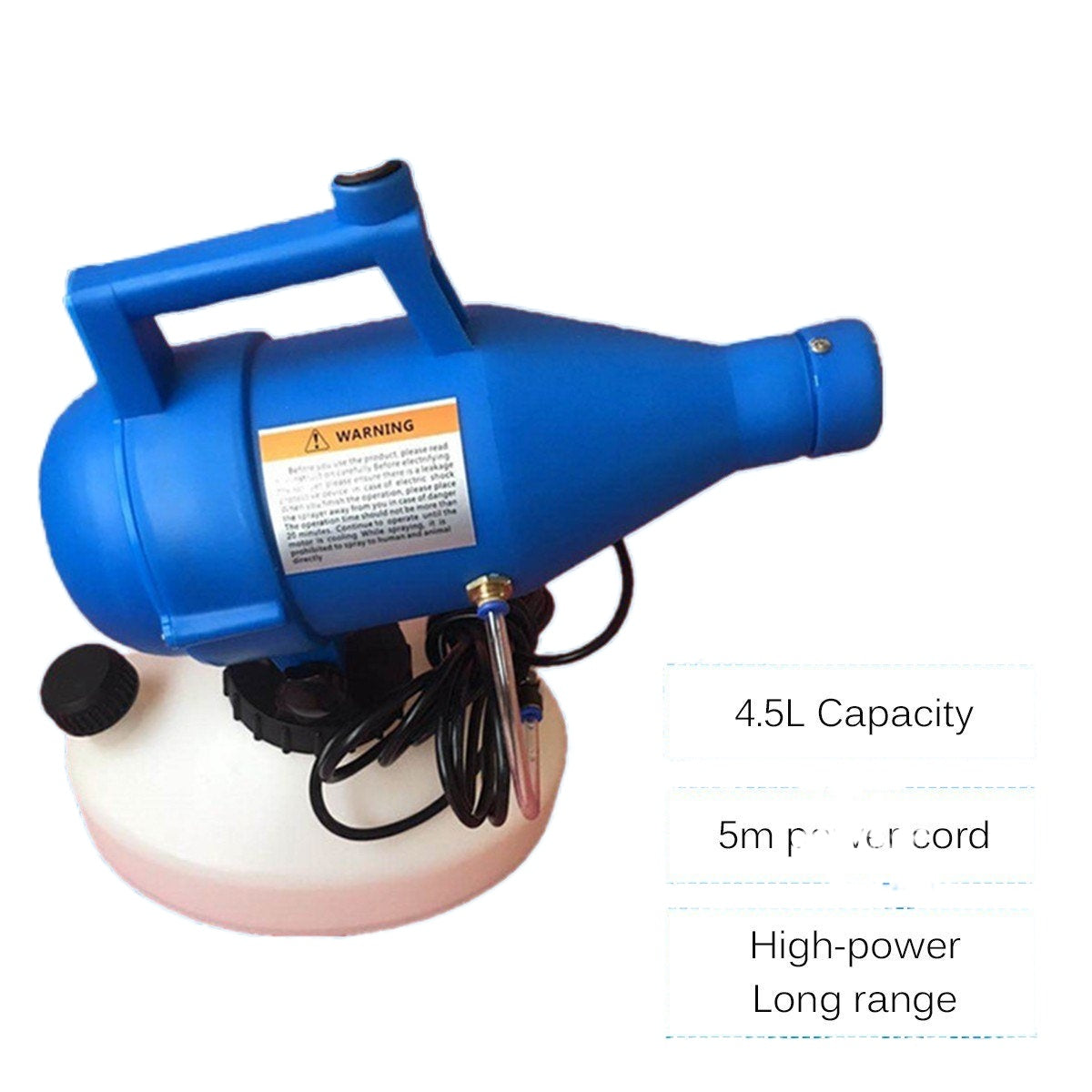 Electric ULV Fogger Portable Ultra-Low Volume Atomizer Sprayer Fine Mist Blower Pesticide Nebulizer 4.5L