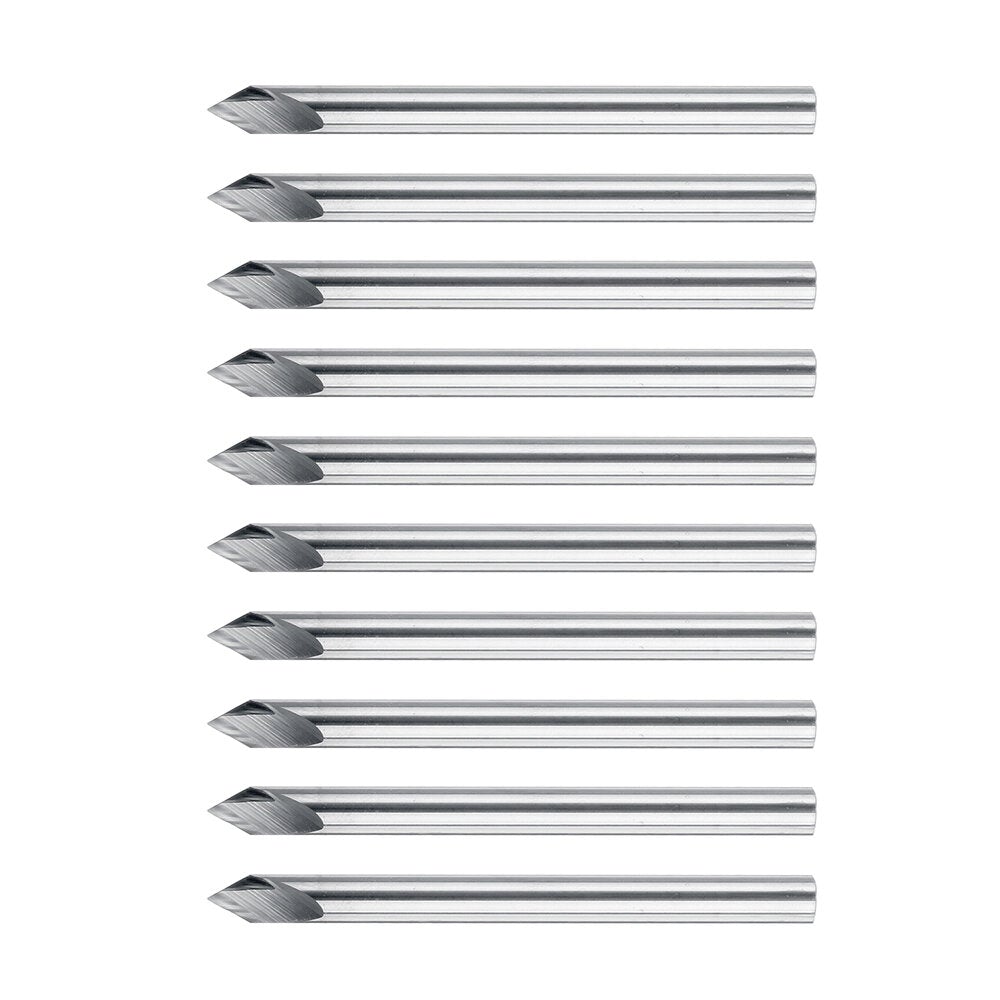 10Pcs 3.175mm Shank Engraving Bit End Milling Cutter 60 Degrees Tip 0.1mm Carbide 3D Milling Bit Carving
