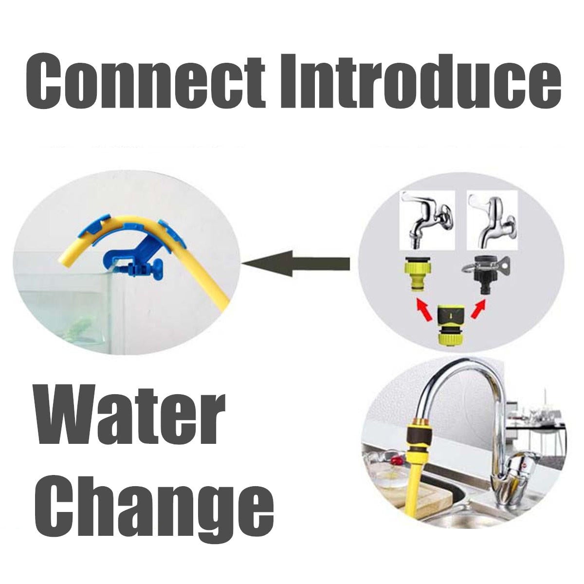 Aquarium Water Change Kit Fish Tank Cleaner with 5/10/15m Hose Connect Head