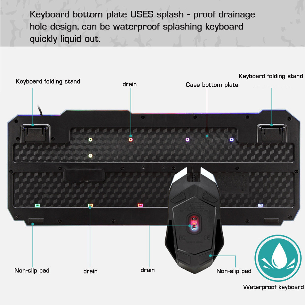 104 Keys Gaming Keyboard RGB Backlight Wired Mechanical Feeling Keyboard and 1600 DPI RGB Gaming Mouse