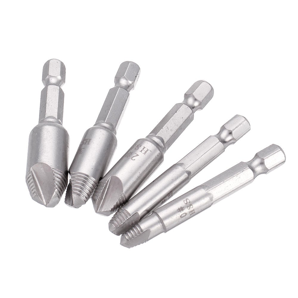 5Pcs Damaged Screw Extractor Drill Bits Guide Set Broken Speed Out Stud Stripped Screw Remover Tool
