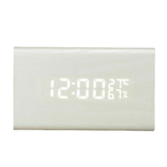 Voice-activated Triangle Alarm Clock Humidity Temperature Sensing Wooden Desk Clock LED Digital Display Alarm Clock