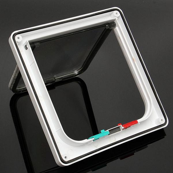 Medium Small White Pet Cat Puppy Dog Supplies Lock Frame Safe Security Flap Door Gate Pet Supplies