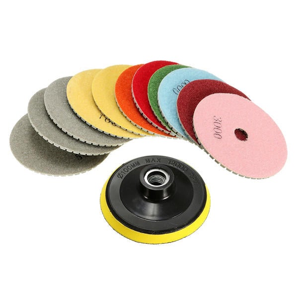 12pcs 4 Inch 50-6000 Grit Diamond Polishing Pads Set for Granite Concrete Marble
