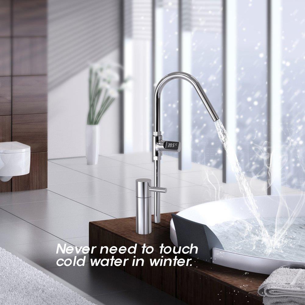 LED Display Home Water Shower Thermometer Flow Self-Generating Electricity Water Temperture Meter Monitor Energy Smart Meter  for Baby Care