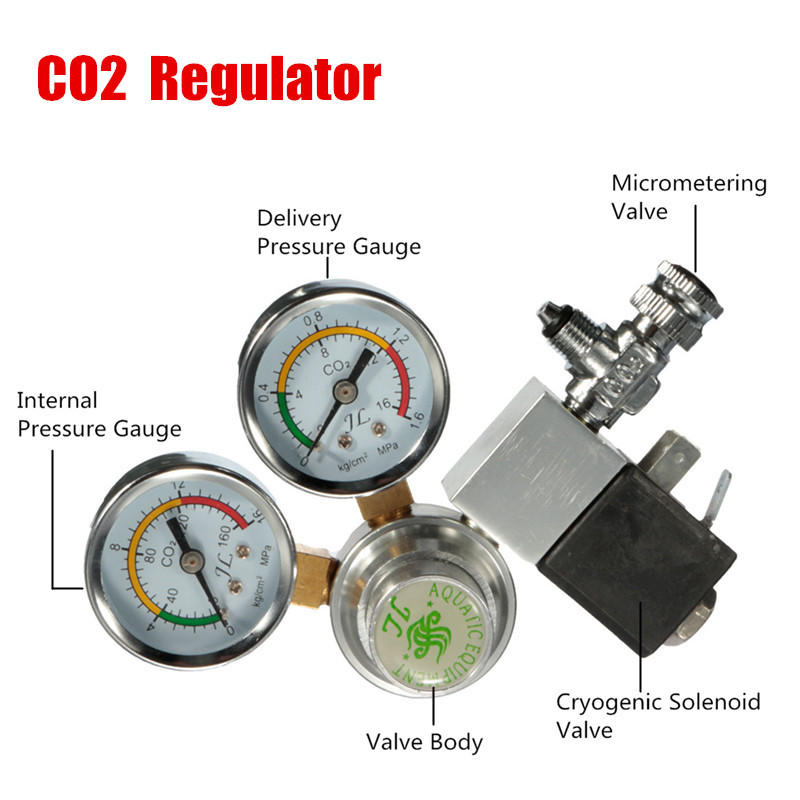 Co2 Regulator Magnetic Solenoid Two Gauge Bubble Counter Planted Aquarium