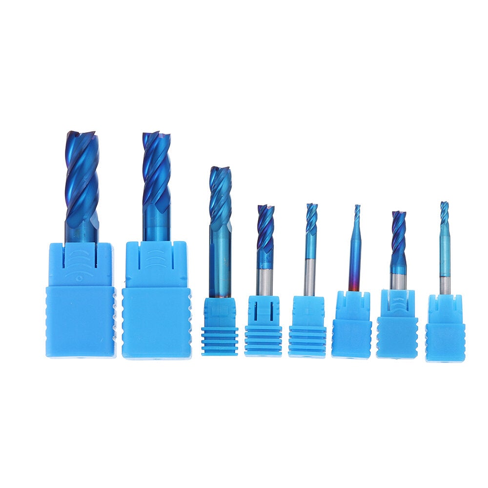 8Pcs Blue Naco 2-12mm 4 Flutes Carbide End Mill Set HRC50 Tungsten Steel Milling Cutter Tool