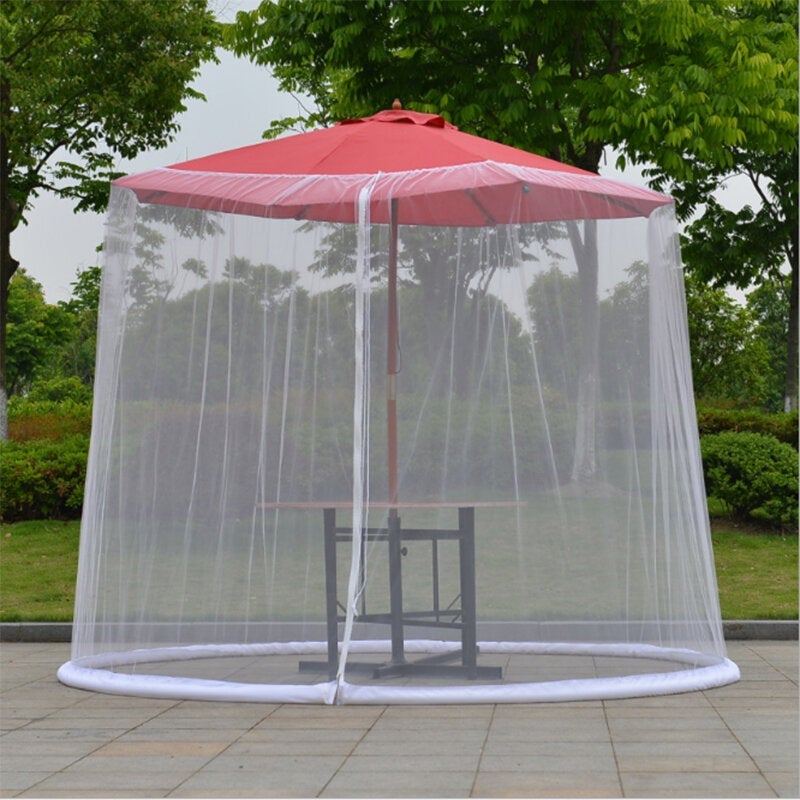 Parasol Mosquito Net Cover Outdoor Garden Umbrella Table Screen Bug Netting