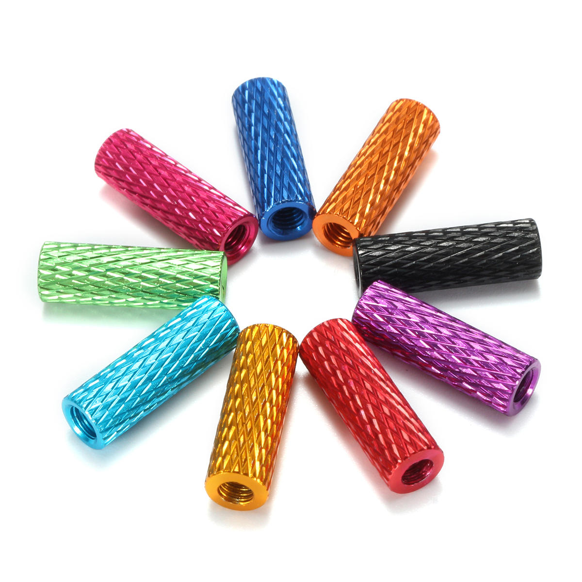 M3AS3 10Pcs M3 15mm Knurled Standoff Aluminum Alloy Anodized Spacer